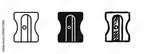 Pencil Sharpener Icons Set - School Supplies and Office Stationery Symbol Collection