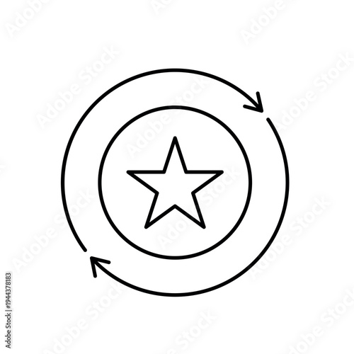 icon a reputation recovery with a star inside circular refresh arrows, isolated against a clean background.