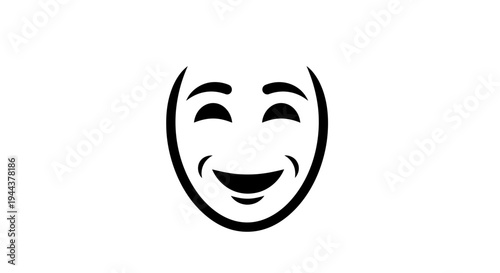 Joyful Face Icon, Happy Emotion Symbol, Comedy Mask, Vector Illustration