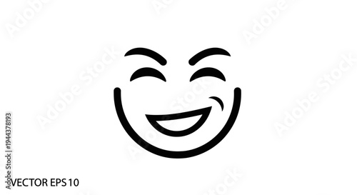 Joyful Laughing Emoji Face Icon - Happy Emotion Symbol