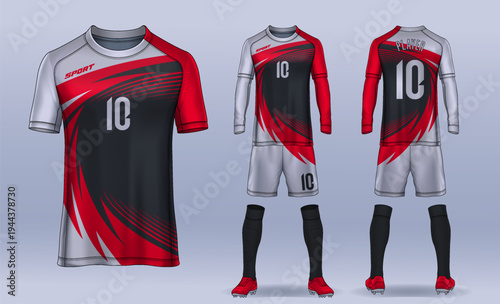 t-shirt sport design template, Soccer jersey mockup for football club. uniform front and back view.