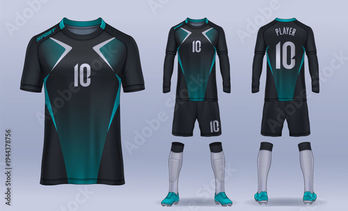  t-shirt sport design template, Soccer jersey mockup for football club. uniform front and back view.