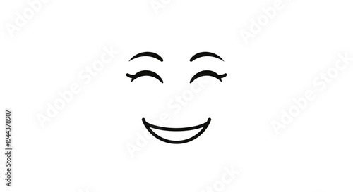 Happy Face Emoji Drawing, Joyful Expression, Simple Line Art, Positive Emotion