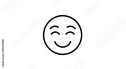Happy Face Emoji Icon, Simple Line Art, Joyful Expression, Positive Emotion