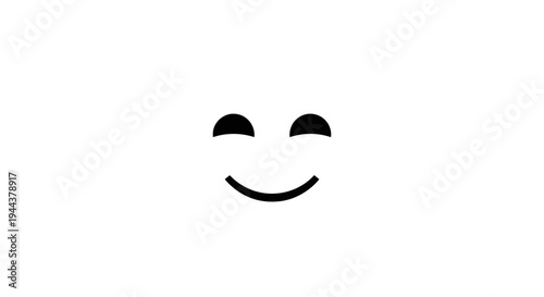 Happy Face Emoji Icon, Simple Smile and Closed Eyes, Vector Graphic