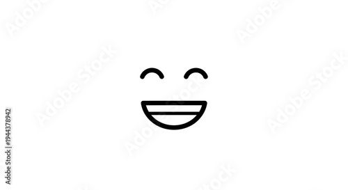 Happy Face Icon, Joyful Emotion, Simple Line Art Emoji, Positive Expression