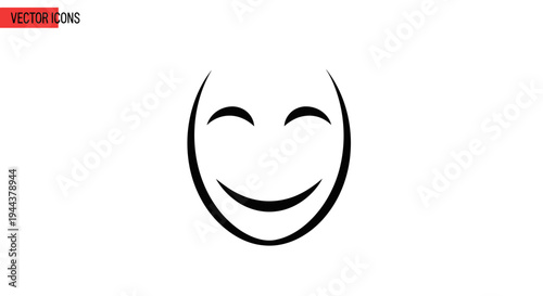 Happy Face Icon: Joyful Smile, Positive Emotion, Simple Vector Art