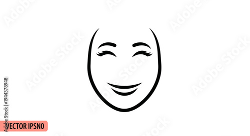 Happy Face Icon: Joyful Expression, Smiling Eyes, Positive Emotion Symbol