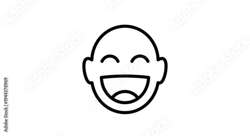 Happy Face Icon, Joyful Expression, Simple Line Art, Emotion Symbol