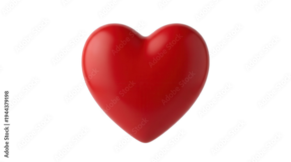 Fototapeta premium Three-dimensional glossy red heart shape isolated on a transparent background 3d heart glossy heart shiny heart