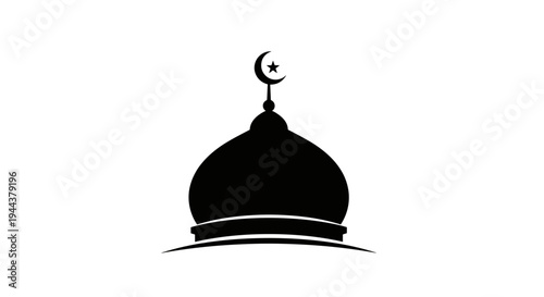 Islamic Mosque Dome Silhouette with Crescent 3.