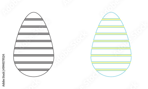 Minimal Striped Easter Eggs icon. Minimal illustration of two striped Easter eggs, with white background. 