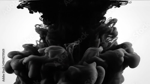 Black Ink Cloud Dissolving in Water Abstract Art