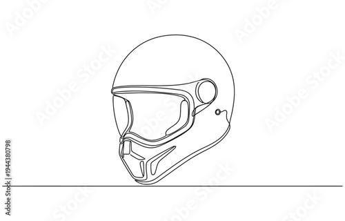 One line isolated vector object hard hat ,one line drawing of isolated hard hat.