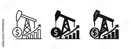 Rising Oil Prices and Profit Growth Icon Set