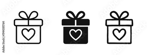 Heart Gift Box Celebration Icon Set