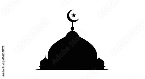 Islamic Mosque Dome Silhouette with Crescent Moon 13.