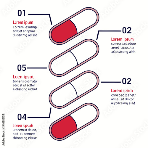 Infographic template with capsules and text placeholders