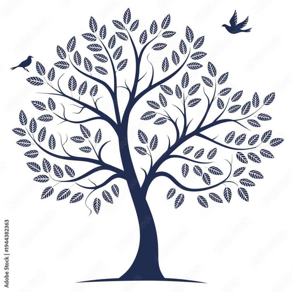 Obraz premium Tree with birds leaves branches nature