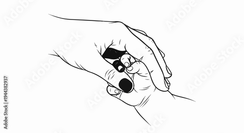 Delicate connection a large hand tenderly cradles a tiny hand