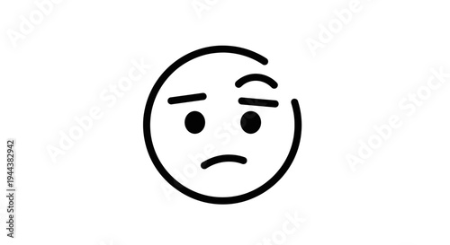 Confused Emoji Face Drawing, Question Mark Eyebrow, Uncertainty, Doubt, Thinking Icon