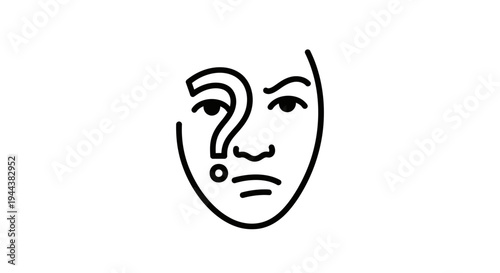 Confused Face with Question Mark Icon, Uncertainty and Doubt Concept