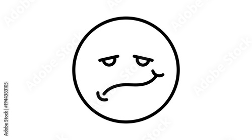 Simple line drawing of a neutral face with a smirk  