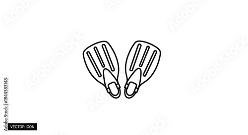 Diving Fins Icon, Snorkeling Gear, Swimming Equipment, Vector Illustration
