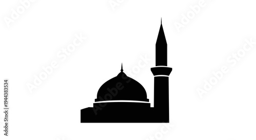 Islamic Mosque Silhouette with Dome Minaret 1.