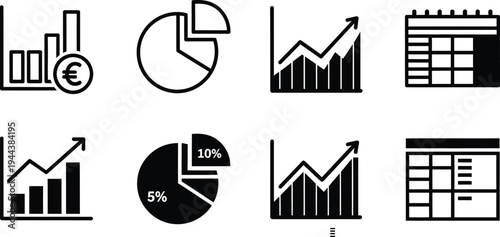 Editable outline icons collection for business and finance seo friendly