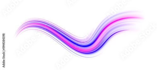 Neon blue and pink streaks curve dynamically on a PNG night scene. Glowing trails emphasize motion, speed, and futuristic aesthetics. Ideal for sci-fi visuals.