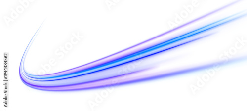 Bright blue and purple neon streaks flow across a PNG digital highway. Motion blur emphasizes speed, energy, and glowing trails. Ideal for futuristic urban visuals.