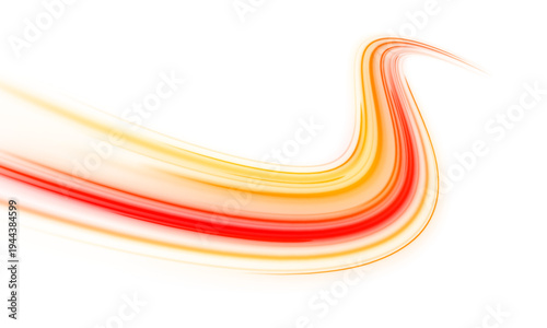 Orange and red neon arcs curve dynamically on a PNG space. Glowing motion trails and particle dust enhance futuristic energy and speed perception. Perfect for tech visuals.