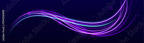 Purple and cyan light trails twist across a night city PNG. Glowing streaks and motion blur convey speed and futuristic vibes. Perfect for cyberpunk and digital art.