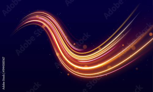 Fiery neon lines twist dynamically across a digital city PNG. Glowing trails and motion blur emphasize speed and futuristic energy. Perfect for cyber visuals.
