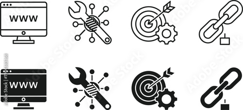 Editable outline icons collection for various applications and designs