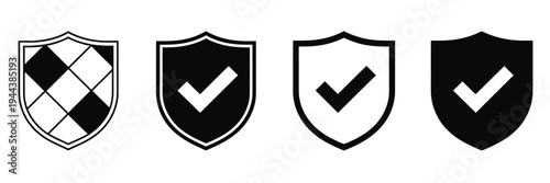 Security Shield Icons Minimal Black and White Antivirus Symbols