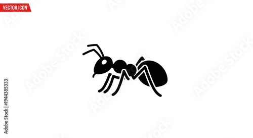 Black Ant Icon Vector Illustration - Simple Silhouette of Insect on White Background