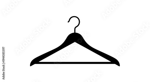 Black Clothes Hanger Isolated on White Background, Minimalist Design, Studio Shot
