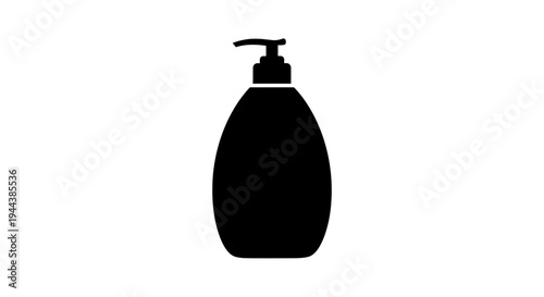 Black liquid soap dispenser icon, isolated on white background, simple flat design.