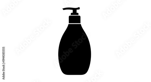 Black Liquid Soap Dispenser Icon, Simple Silhouette of Pump Bottle for Hand Sanitizer or Lotion