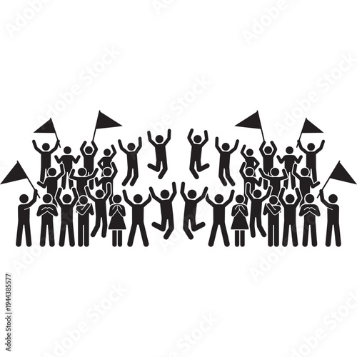 Cheering Crowd Silhouette Concert Audience Vector
