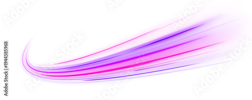 Dynamic pink and purple neon streaks flow across a PNG. Motion blur highlights fast movement and glowing energy trails. Perfect for futuristic technology and urban designs.