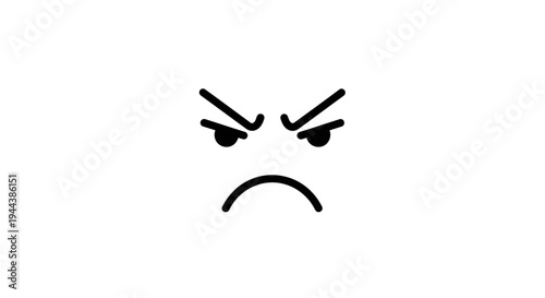 Angry Face Icon, Negative Emotion, Frustration and Displeasure Symbol