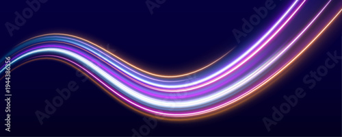 Pink and cyan light ribbons sweep across a transparent PNG background with smooth flowing curves. The dynamic glow suggests futuristic data flow and speed.