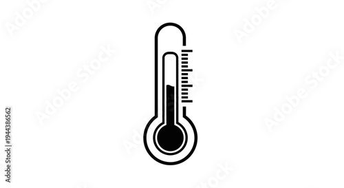 Black and White Thermometer Icon Showing Temperature Measurement