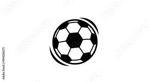 Black and White Soccer Ball Icon with Motion Effect