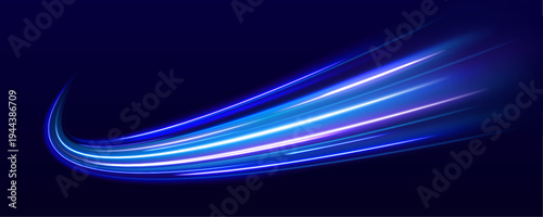 Electric blue light trails rush forward like a high-speed highway in a cyber city at night. Soft glow and motion blur add a powerful sense of acceleration.