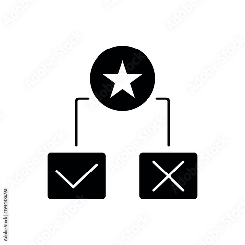 icon a reputation evaluation hierarchy with star and checkmark cross options, isolated against a clean background.