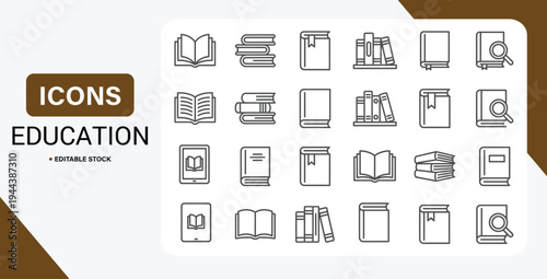 Thin line education and learning icon set with school and study editable stroke symbols. Vector illustration.